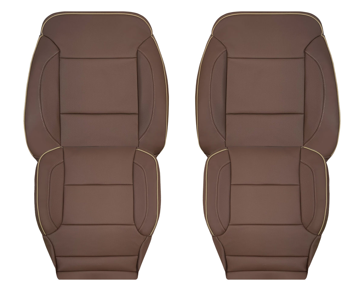 2014-2019 Chevy Silverado 1500 2500HD 3500HD High Country Replacement Perforated Genuine Leather OR Synthetic Leather Seat Covers: Brown