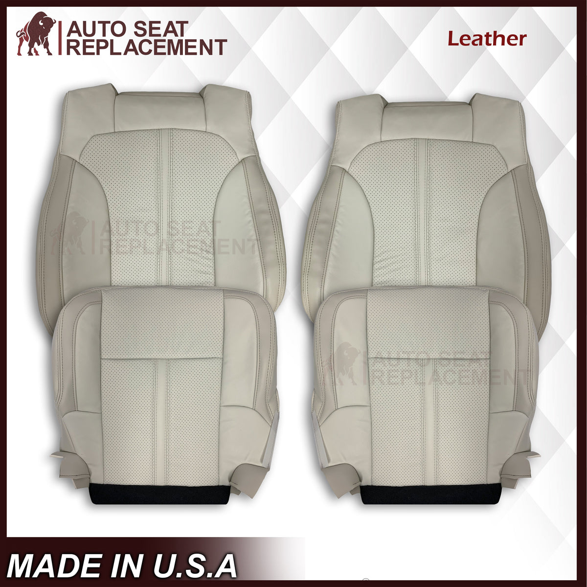 2009 - 2012 Lincoln MKS Replacement Seat Covers in Tan: Choose Genuine Leather or Vinyl