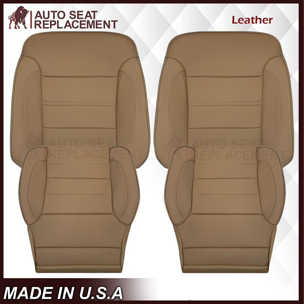 2014-2019 GMC Sierra Denali Perforated Genuine Leather Replacement Seat Cover In Dune Tan