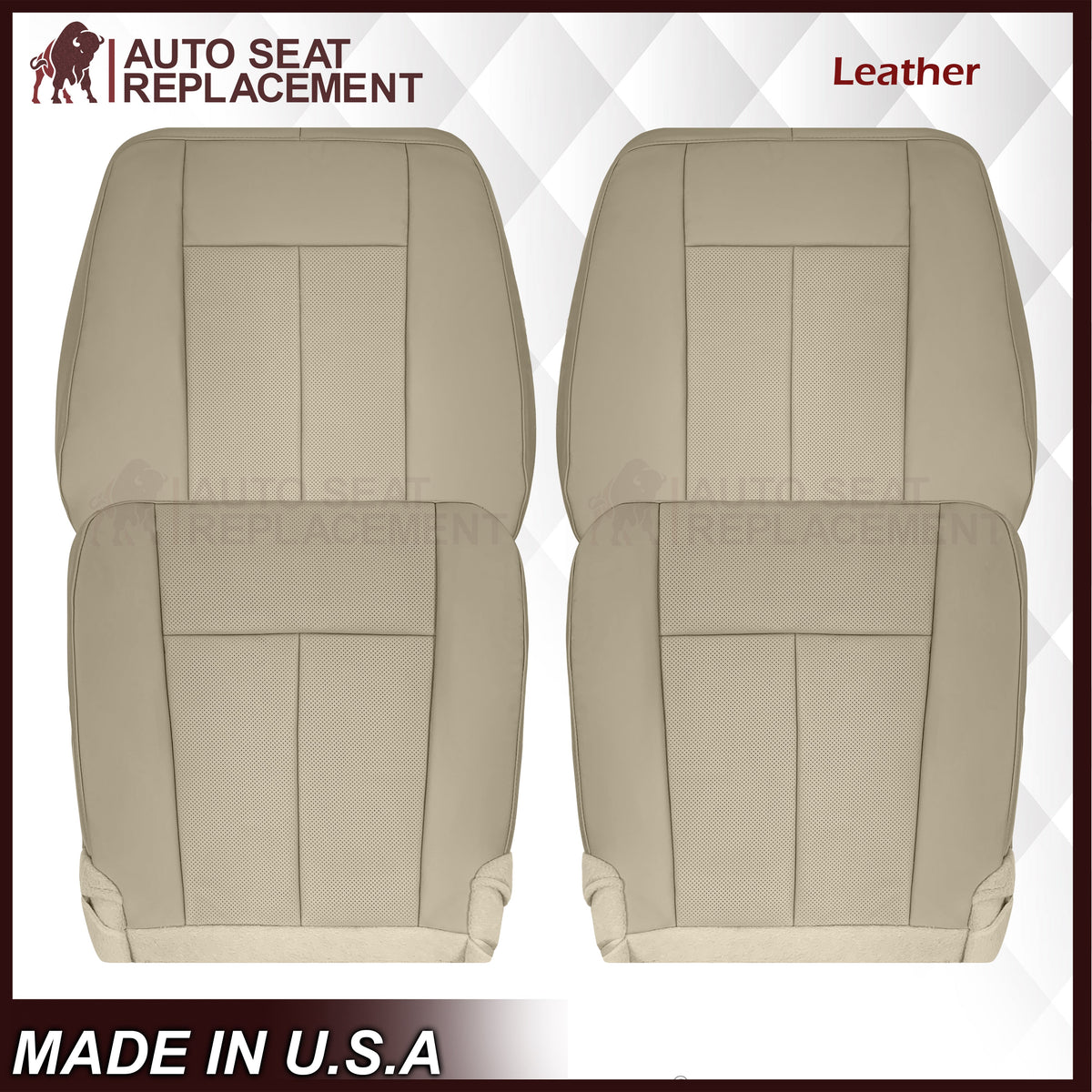 2007-2014 Ford Expedition Eddie Bauer/XLT Replacement Perforated Genuine Leather/Syn. Leather Seat Cover In Tan