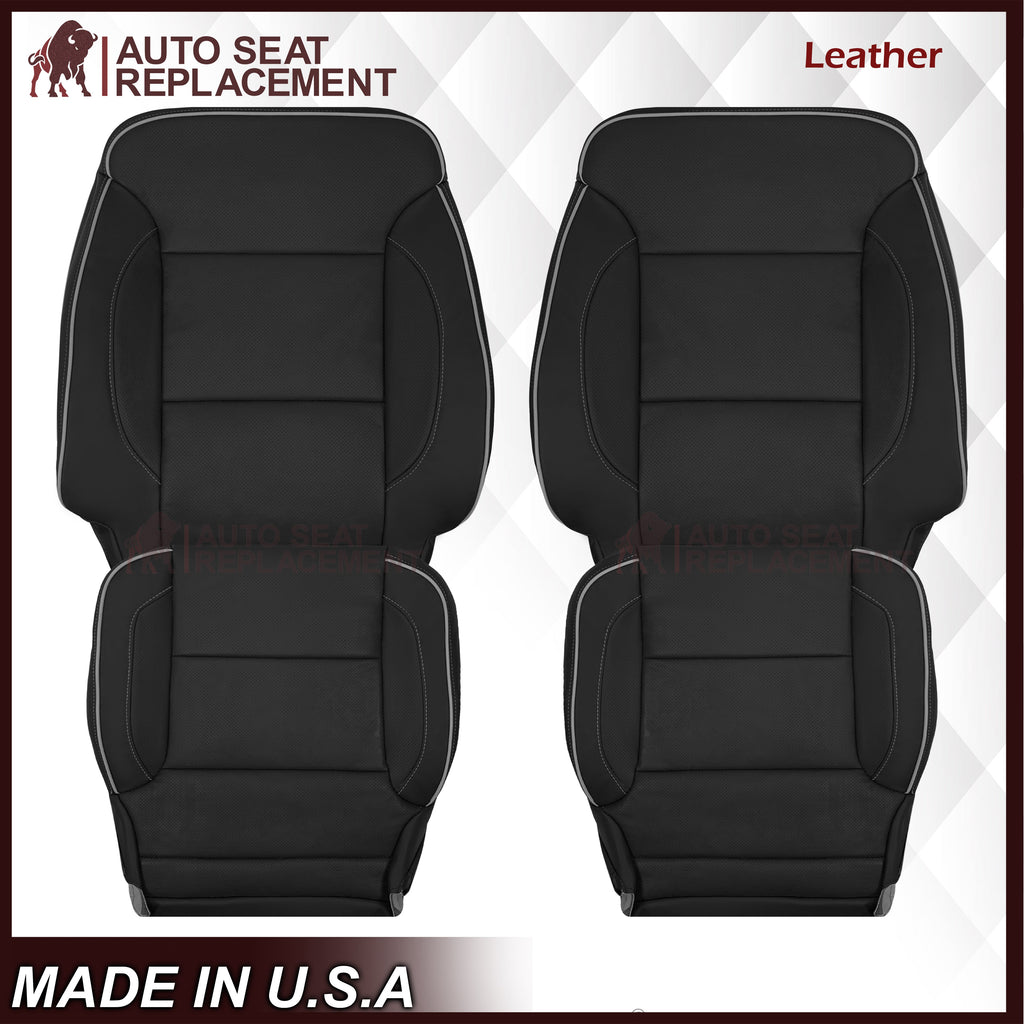 2014-2019 Chevy Silverado 1500 2500HD 3500HD High Country Replacement Perforated Genuine Leather OR Synthetic Leather Seat Covers: Black