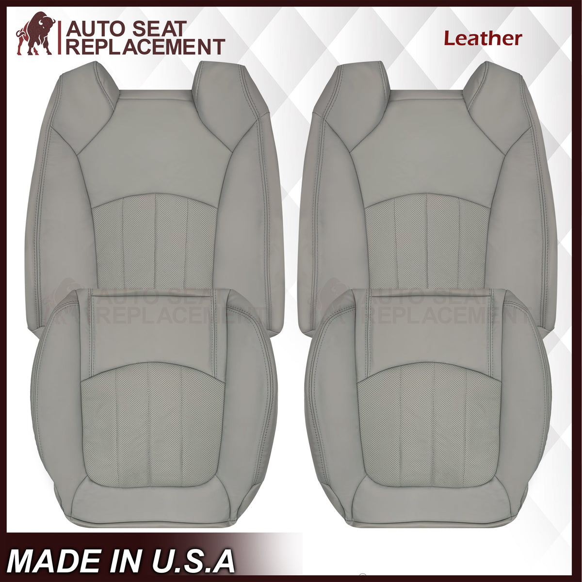 2008-2012 Buick Enclave Perforated Replacement Seat Covers In Gray: Choose Leather or Syn. Leather