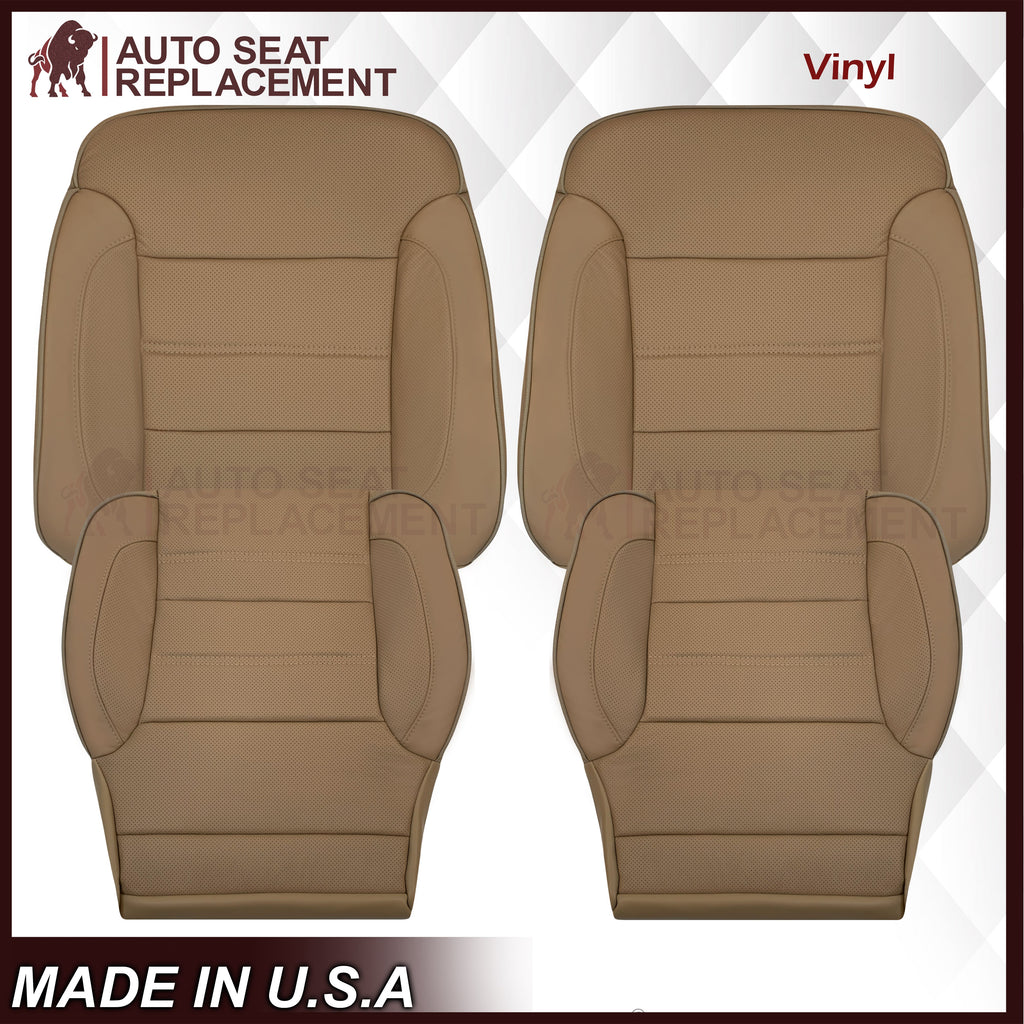 2014-2019 GMC Sierra Denali Perforated Genuine Leather Replacement Seat Cover In Dune Tan