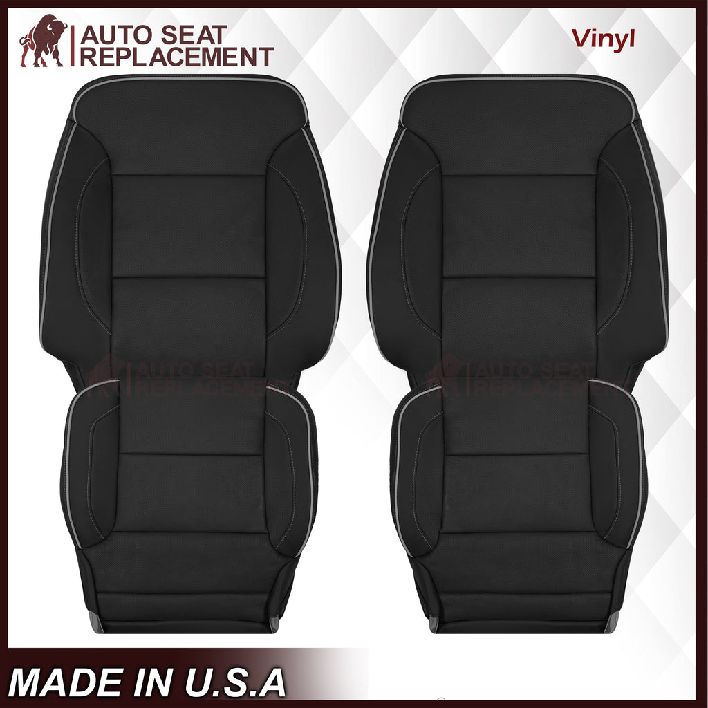 2014-2019 Chevy Silverado 1500 2500HD 3500HD High Country Replacement Perforated Genuine Leather OR Synthetic Leather Seat Covers: Black