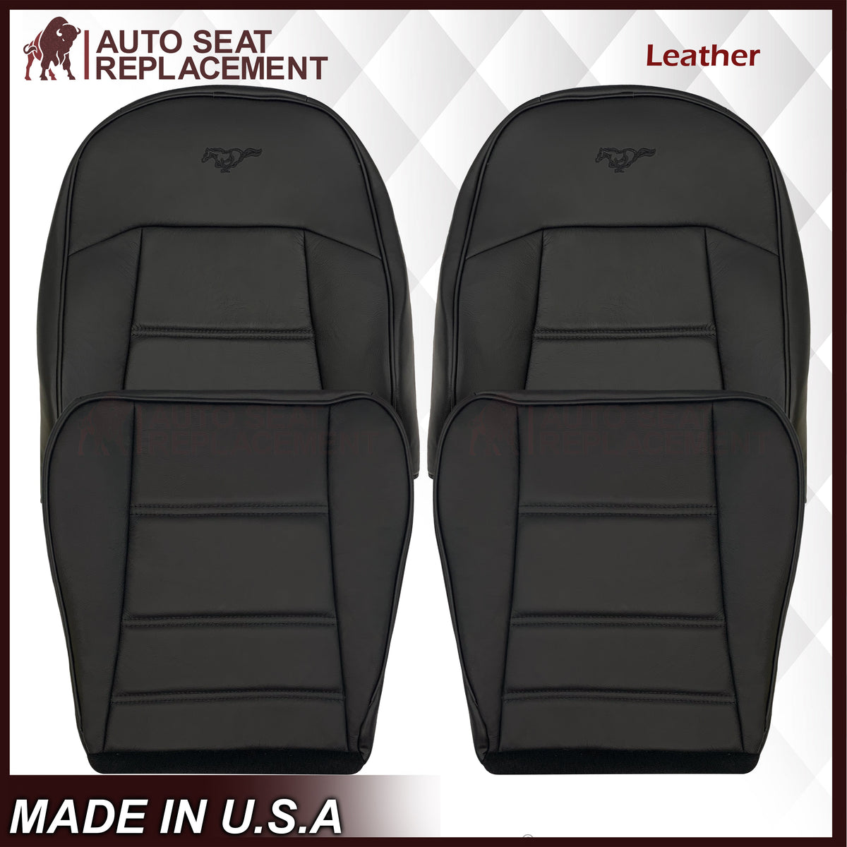 1999-2004 Ford Mustang V6 Replacement Seat Cover in Ebony Black: Choose From Variation
