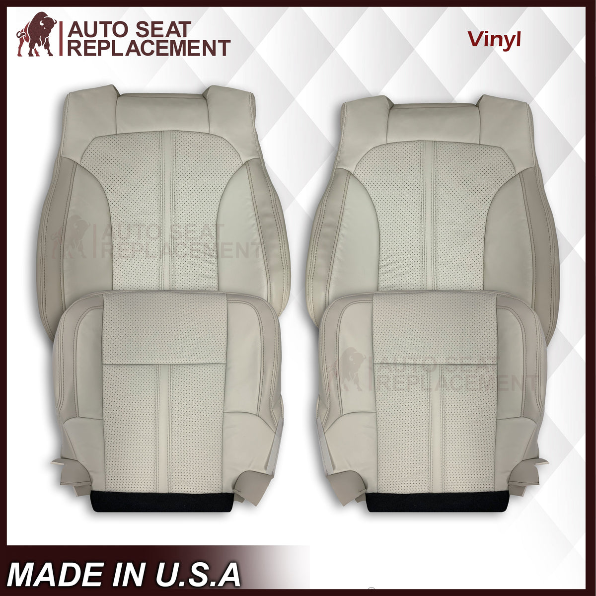 2009 - 2012 Lincoln MKS Replacement Seat Covers in Tan: Choose Genuine Leather or Vinyl