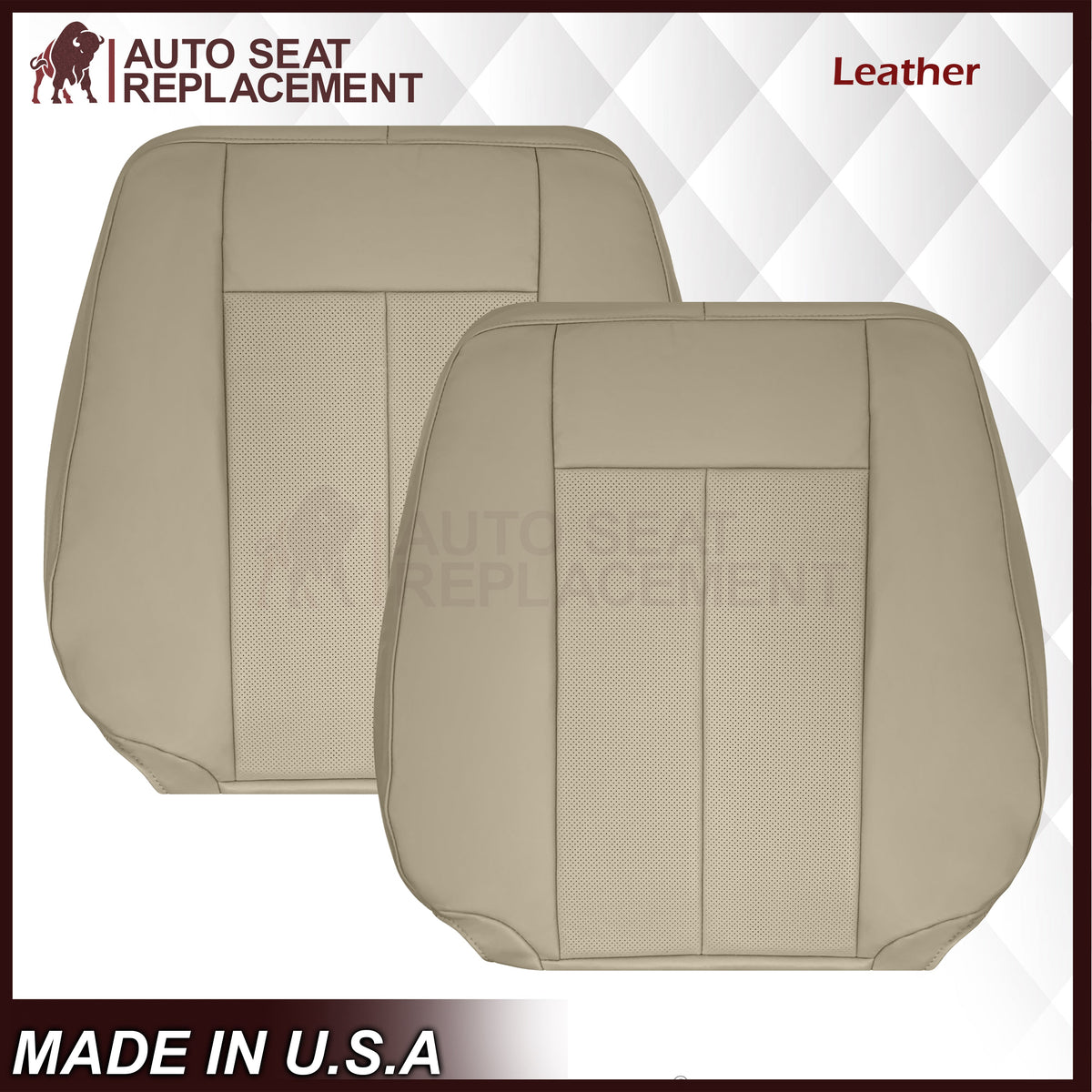 2007-2014 Ford Expedition Eddie Bauer/XLT Replacement Perforated Genuine Leather/Syn. Leather Seat Cover In Tan