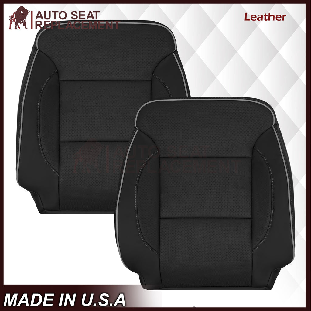 2014-2019 Chevy Silverado 1500 2500HD 3500HD High Country Replacement Perforated Genuine Leather OR Synthetic Leather Seat Covers: Black