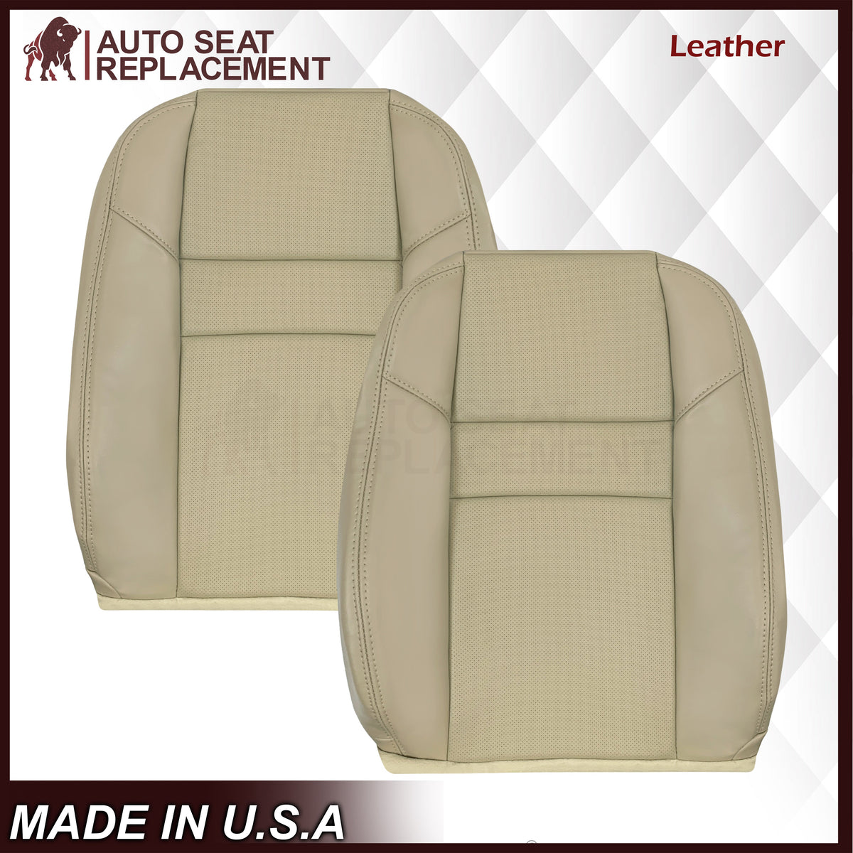 2004-2008 Acura TSX Driver Or Passenger Replacement Genuine Leather / Synthetic Leather Seat Covers: Perforated, Tan