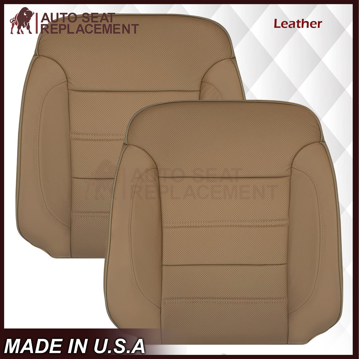2014-2019 GMC Sierra Denali Perforated Genuine Leather Replacement Seat Cover In Dune Tan