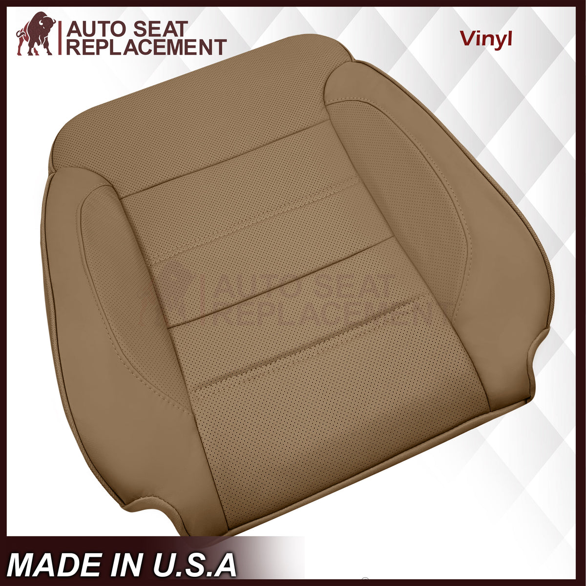 2014-2019 GMC Sierra Denali Perforated Genuine Leather Replacement Seat Cover In Dune Tan