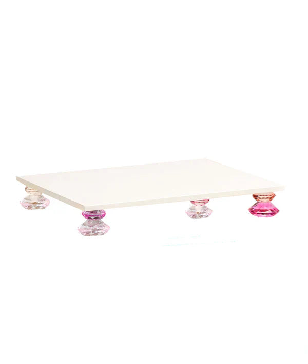 Allison Pearl  White/ Pink Diamond Stack Crystal Tray