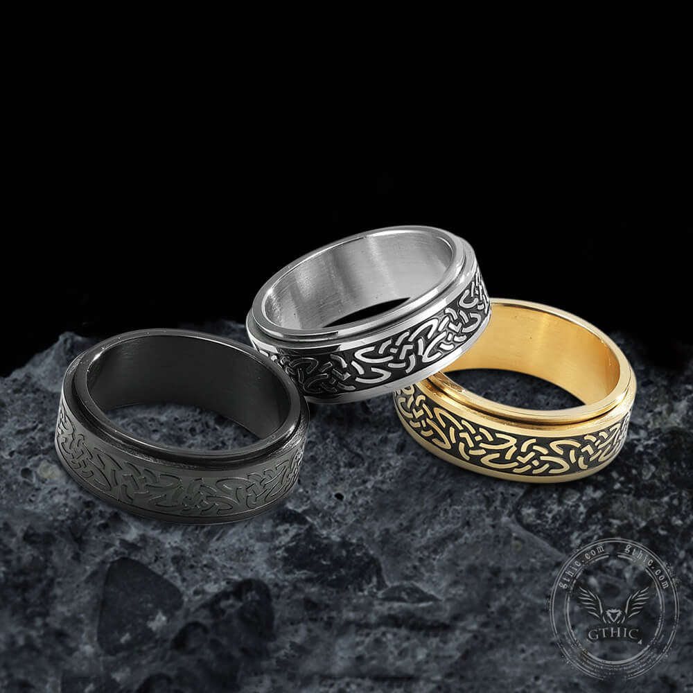 Triquetra Celtic Knot Stainless Steel Spinner Ring