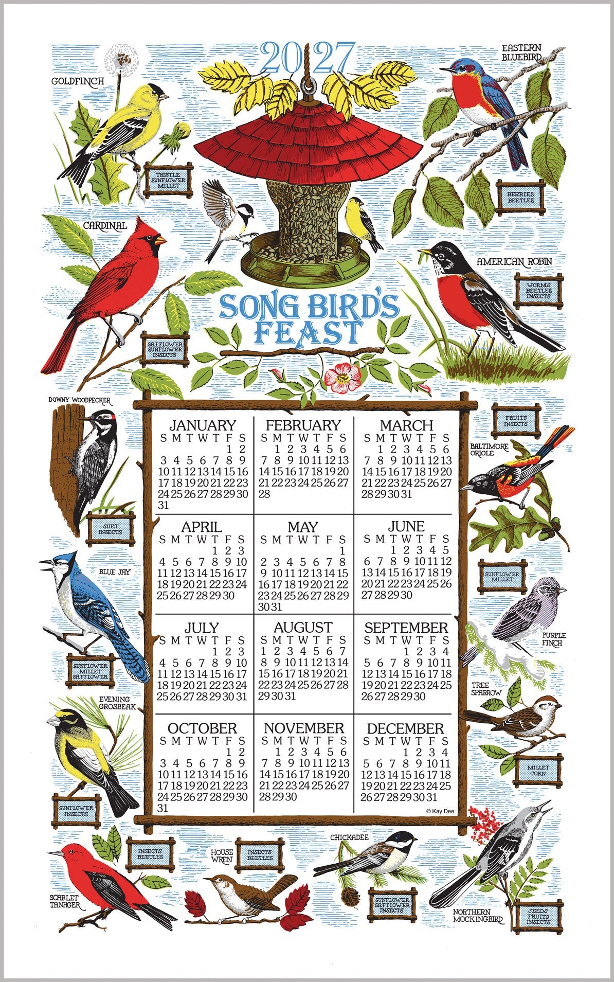 2027 Linen Calendar Towel - Songbird Festival