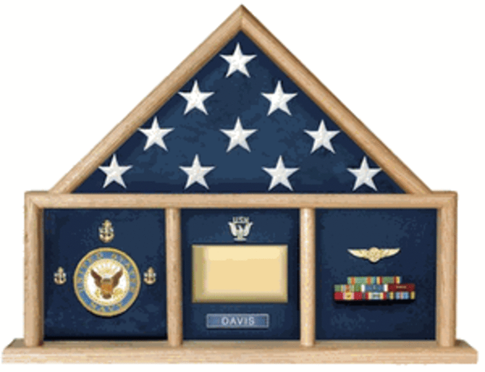 Oak 3 X 5 flag memorial case.