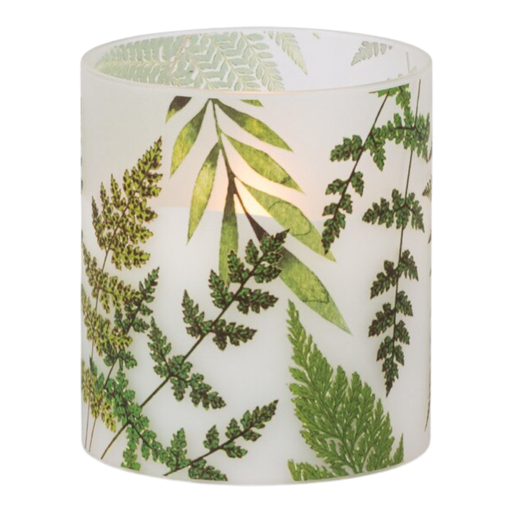 Frosted Illumaflame Fern LED Glass Candle - 4 Inch