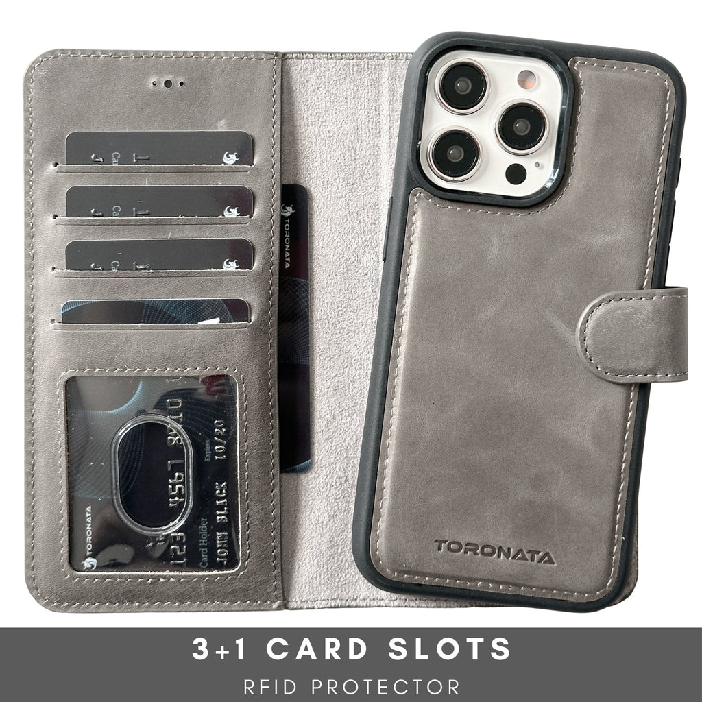 Vegas Premium Leather iPhone 15 Plus Wallet Case with MagSafe | Detachable RFID Blocking Luxury Wallet
