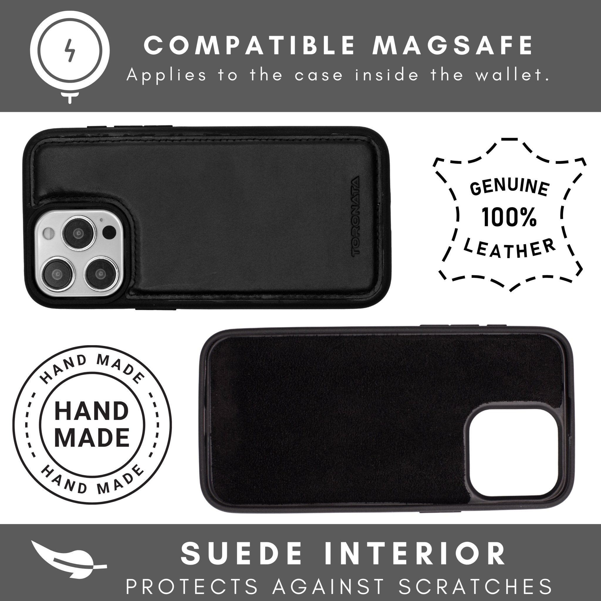 Vegas Premium Leather iPhone 15 Pro Max Wallet Case with MagSafe | Detachable RFID Blocking Luxury Wallet