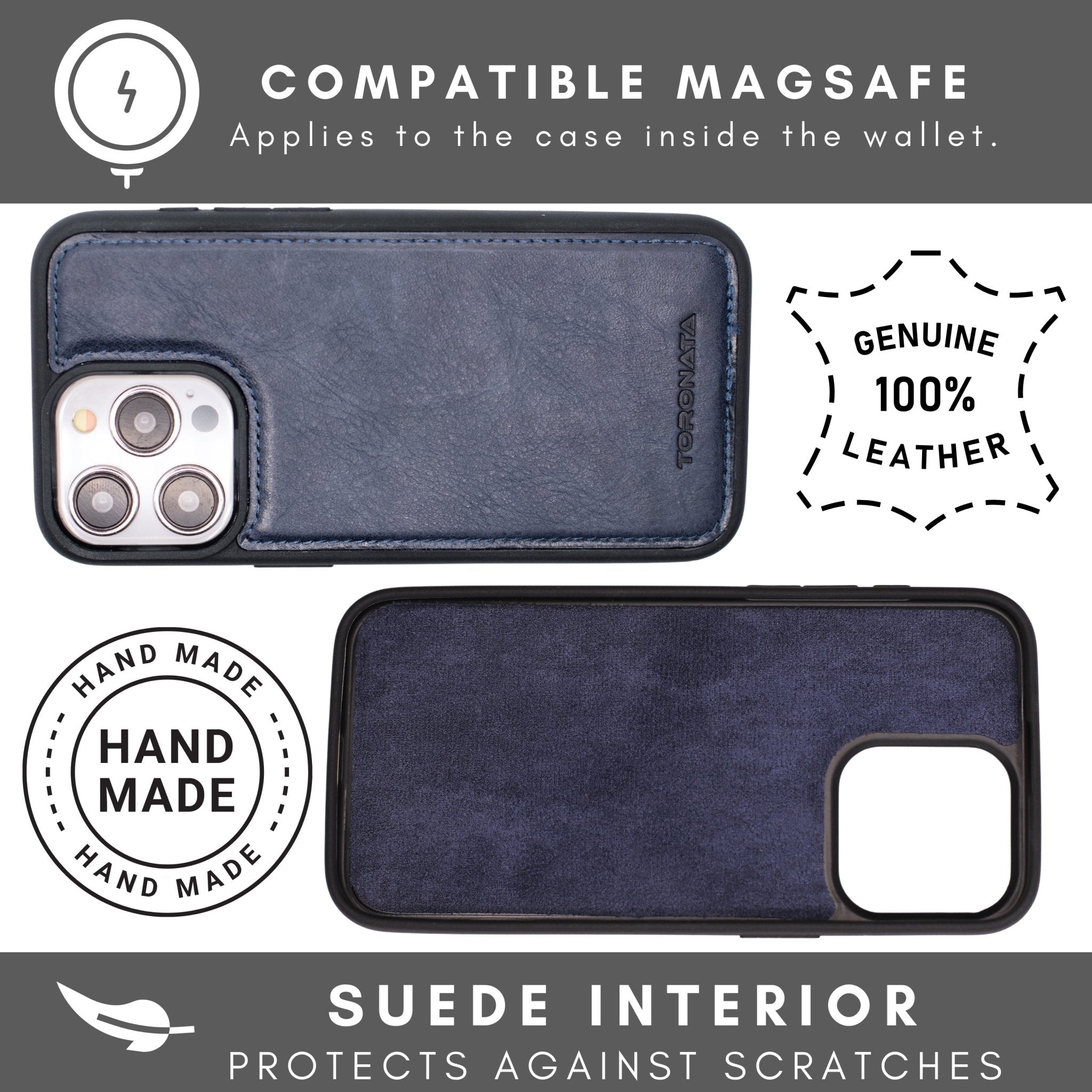Vegas Premium Leather iPhone 15 Pro Wallet Case with MagSafe | Detachable RFID Blocking Luxury Wallet