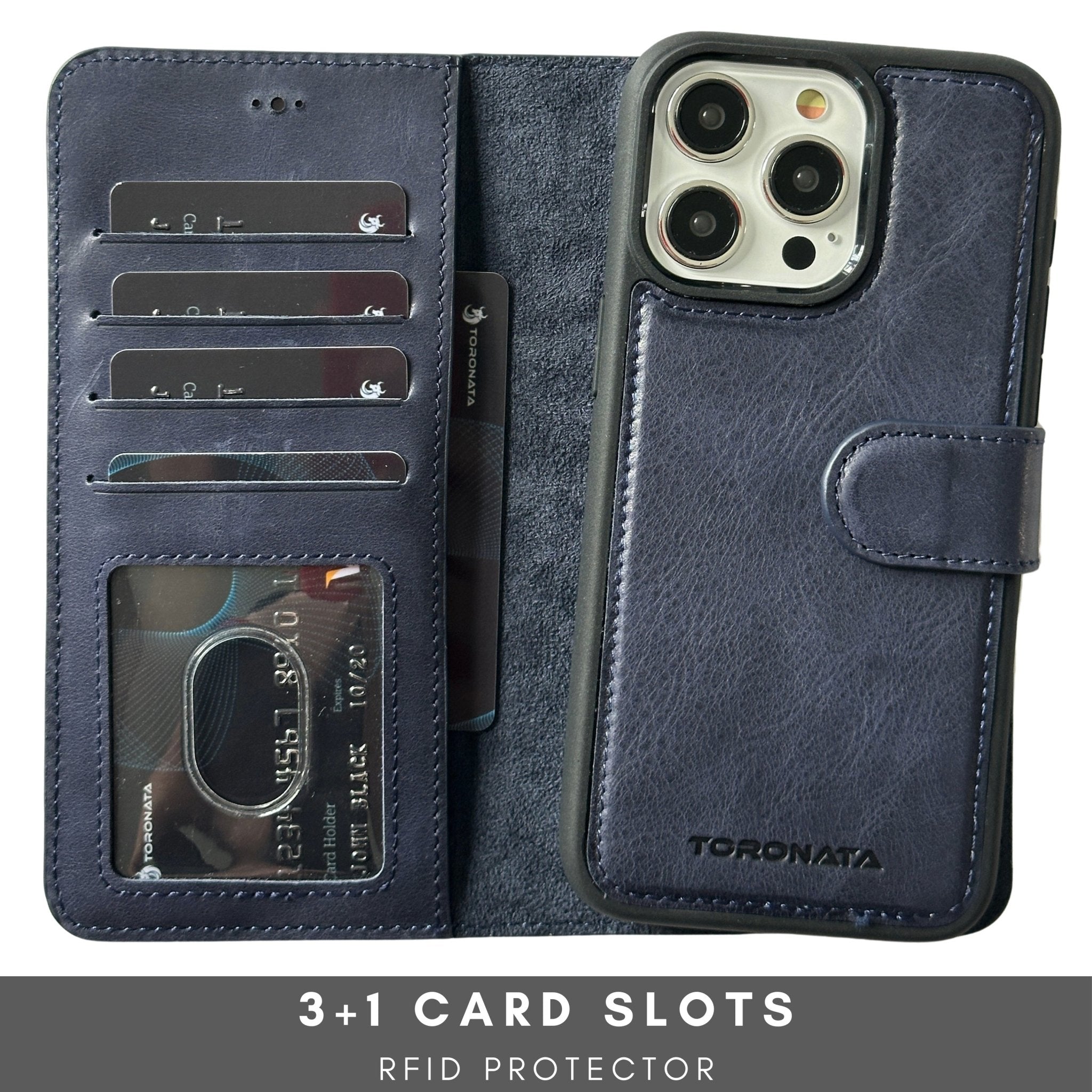 Vegas Premium Leather iPhone 15 Pro Wallet Case with MagSafe | Detachable RFID Blocking Luxury Wallet