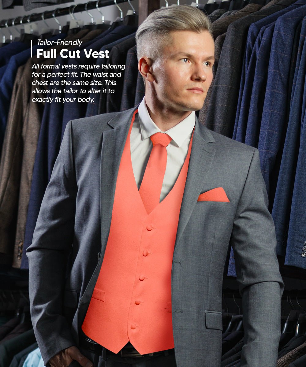 Vittorio Farina Men's Satin Vest, Necktie, Bow Tie and Pocket Square Set (Black Back)