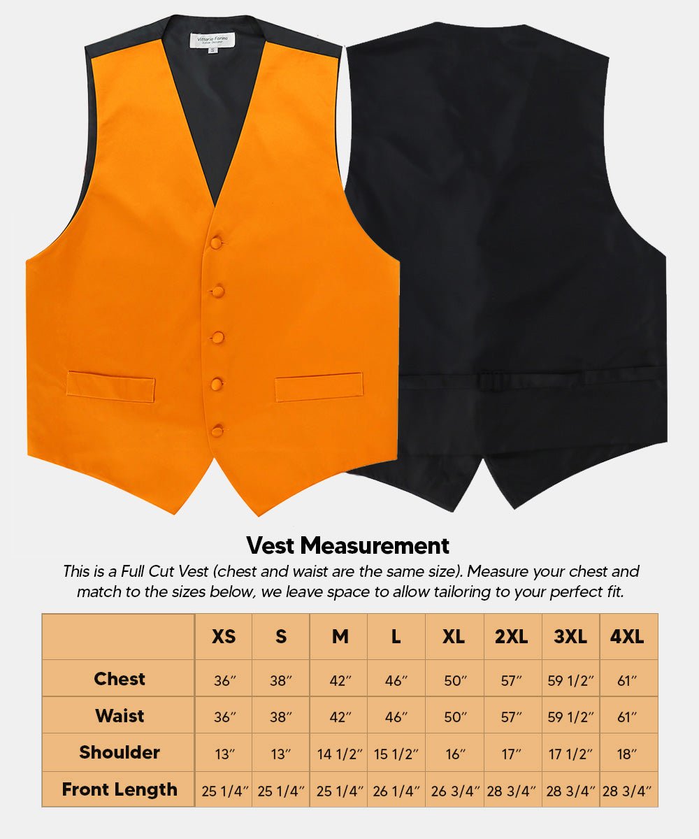Vittorio Farina Men's Satin Vest, Necktie, Bow Tie and Pocket Square Set (Black Back)
