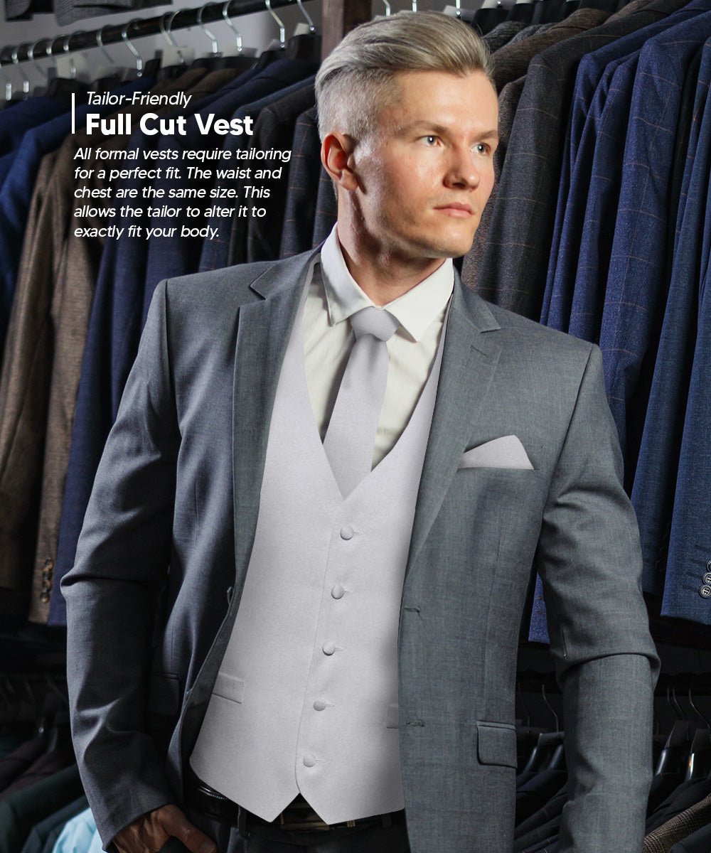 Vittorio Farina Men's Satin Vest, Necktie, Bow Tie and Pocket Square Set (Black Back)
