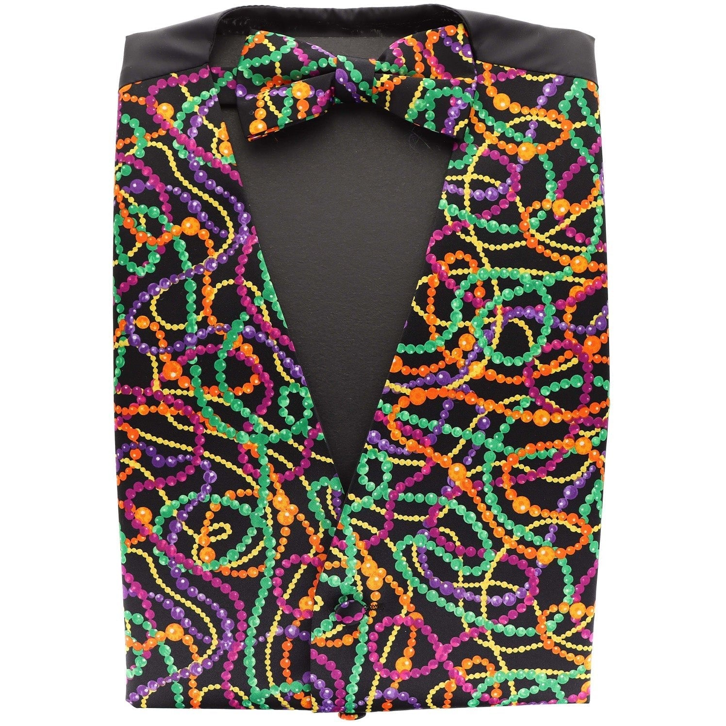 Vittorio Farina Men's Mardi Gras Satin Vest and Bow Tie Set