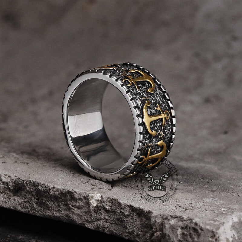 Vintage Anchor Stainless Steel Marine Ring