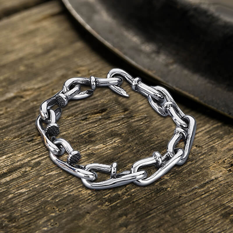 Vintage Bent Nail Stainless Steel Bracelet