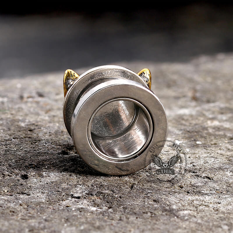 Vintage Cat Head Stainless Steel Ear Gauges