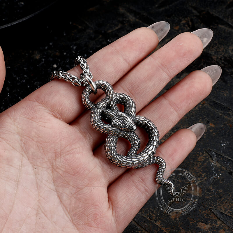 Vintage Coiled Snake Stainless Steel Pendant