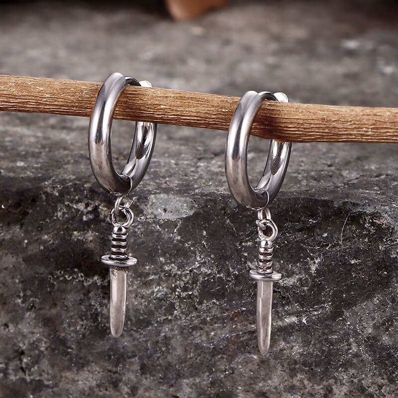 Vintage Dagger Design Stainless Steel Earrings