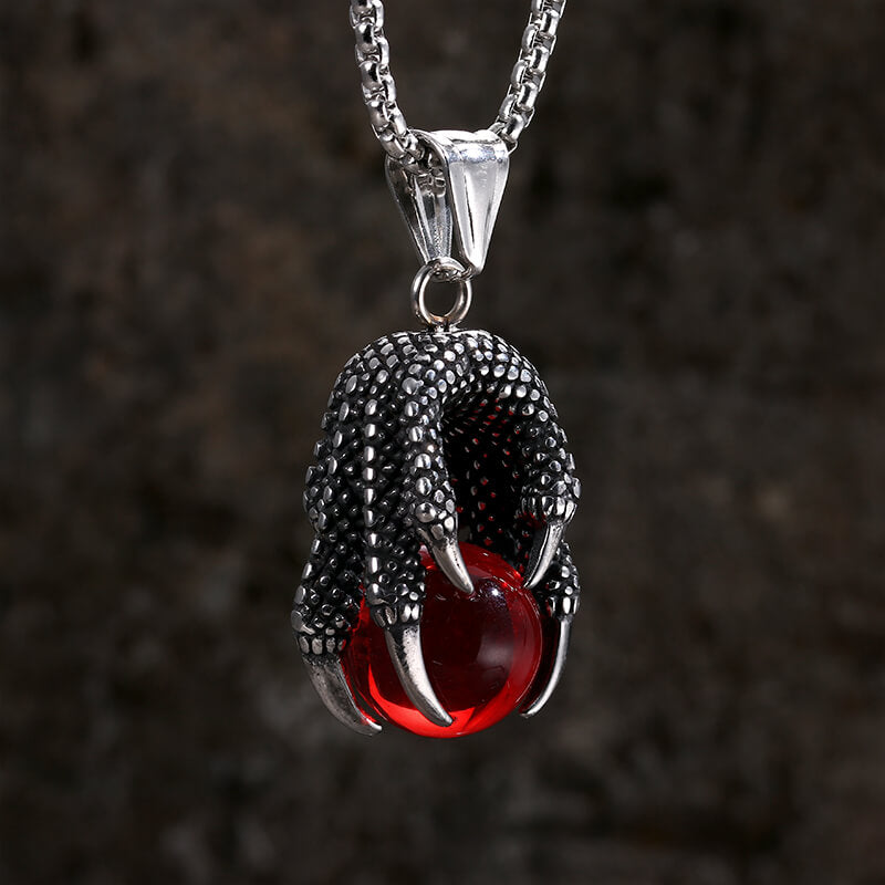 Vintage Dragon Claw Agate Stainless Steel Pendant