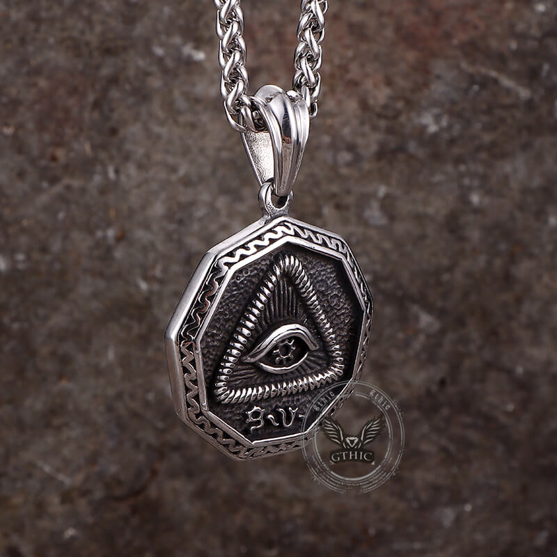 Vintage Eye of Providence Stainless Steel Pendant