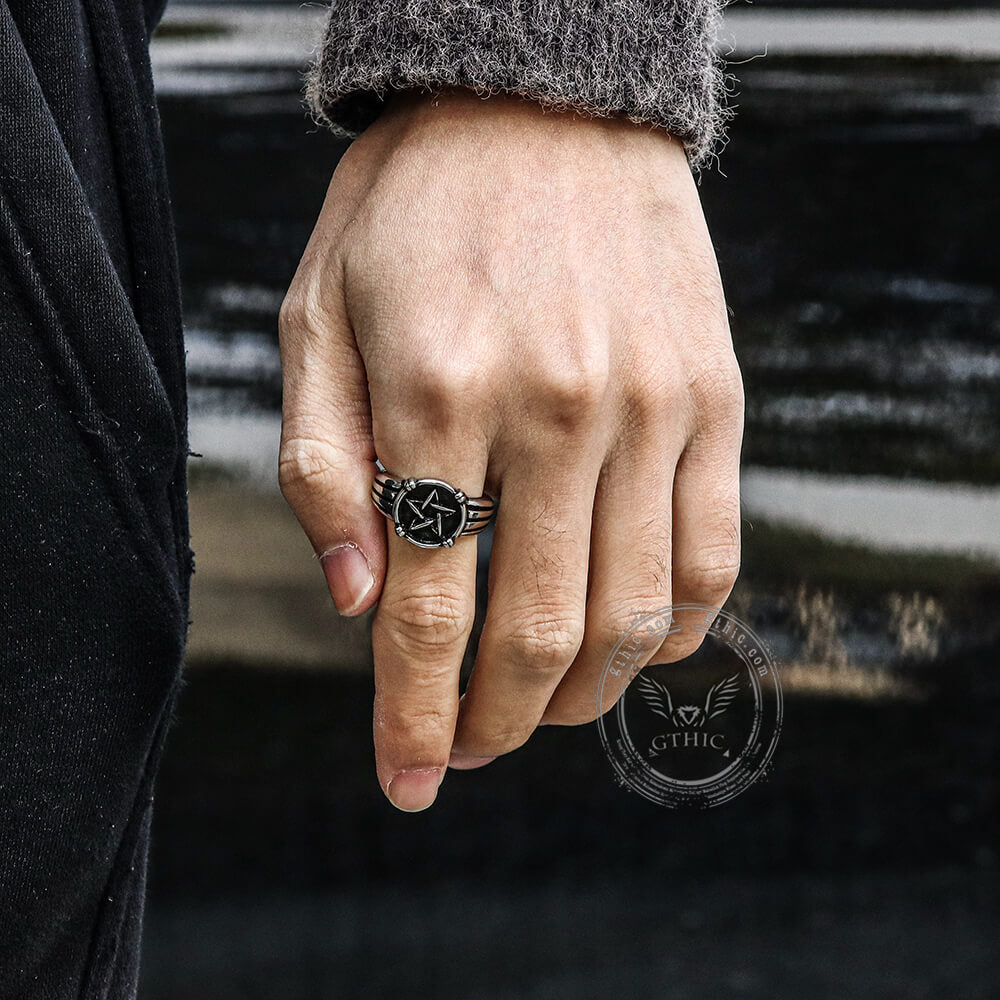 Vintage Five-pointed Star Stainless Steel Ring