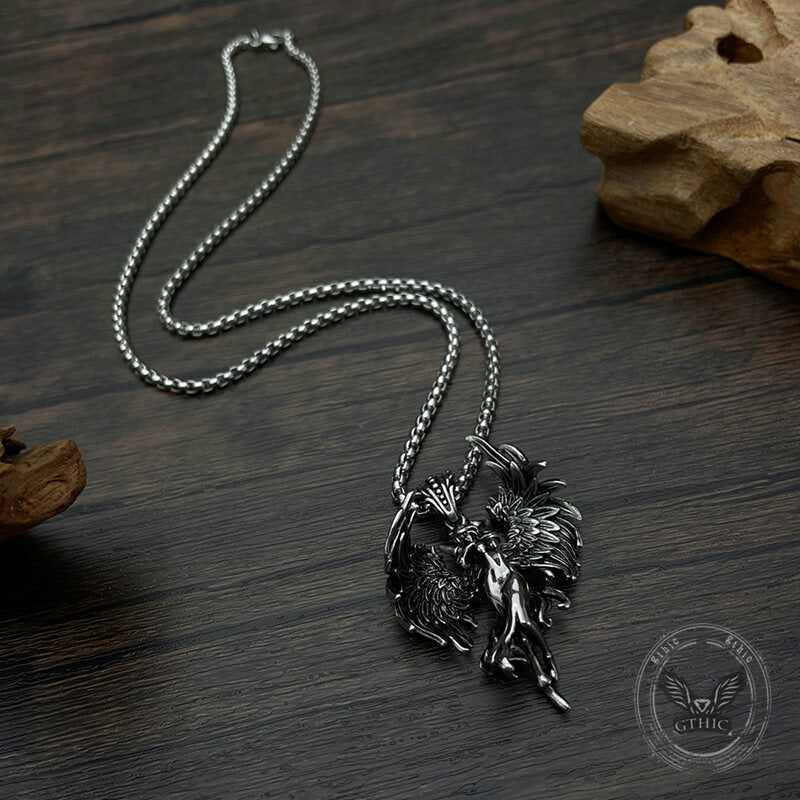 Vintage Guardian Angel Wings Stainless Steel Pendant