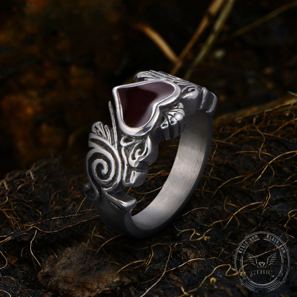 Vintage Heart Stainless Steel Ring