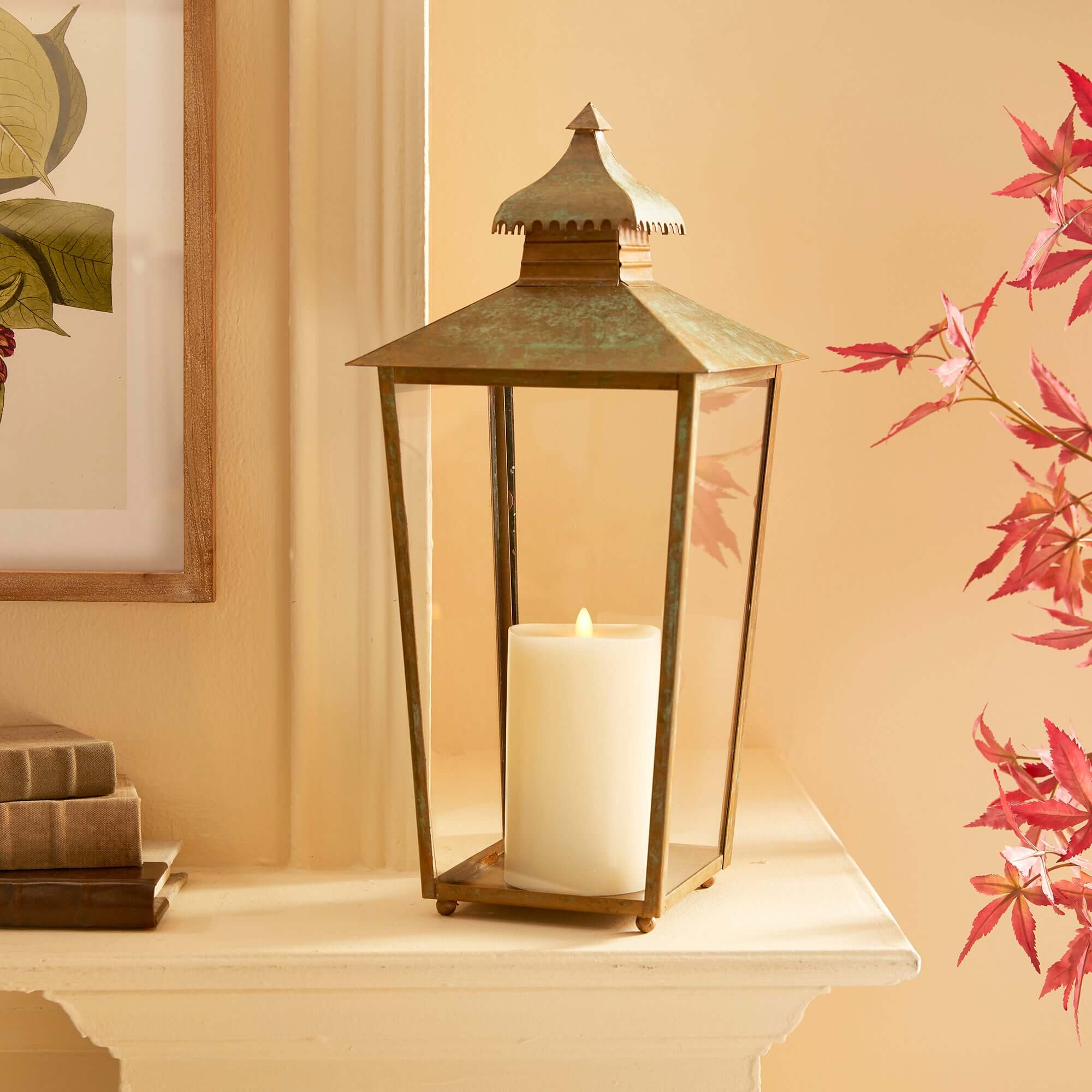 Vintage Pagoda-Top Large Metal Lantern