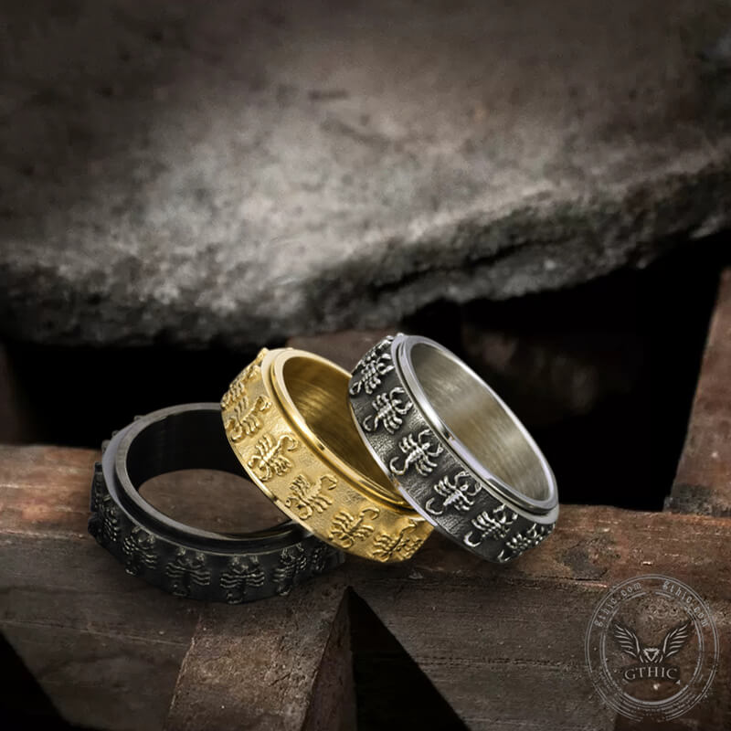 Vintage Scorpion Stainless Steel Spinner Ring