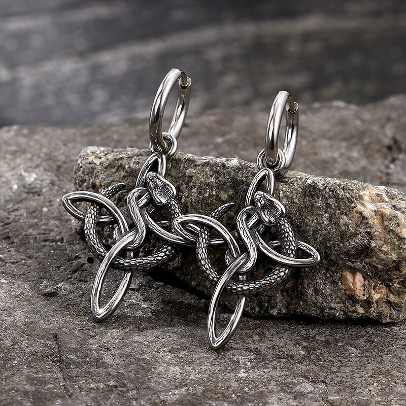 Vintage Snake Celtic Knot Stainless Steel Earrings