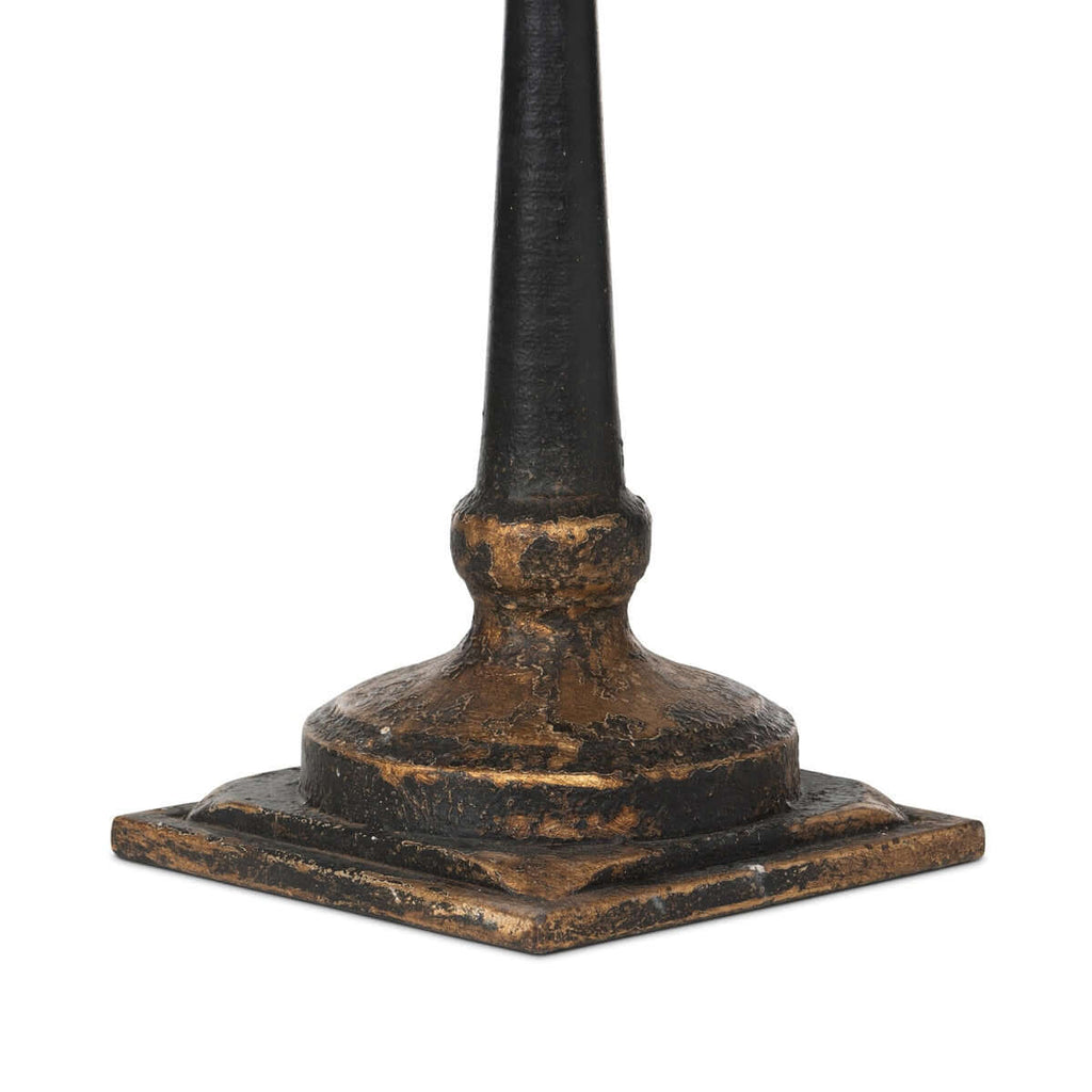 Vintage Table Lamp with Distressed Green and Gold Shade