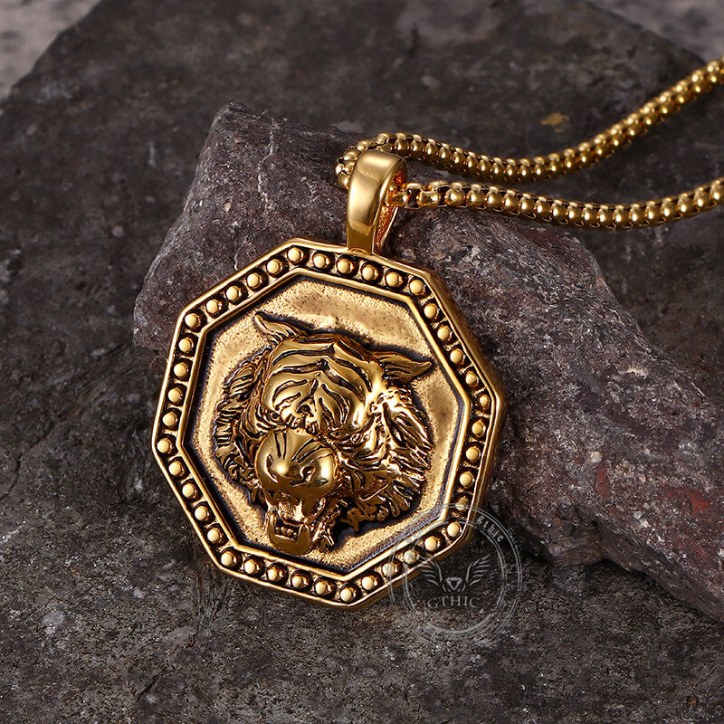 Vintage Tiger Head Stainless Steel Pendant