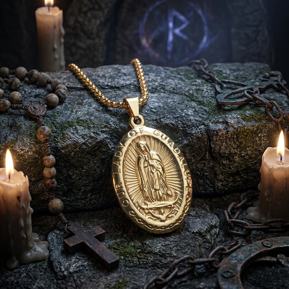 Virgin Mary Cross Stainless Steel Pendant