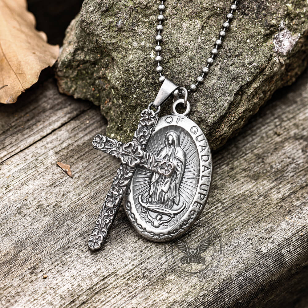 Virgin Mary Cross Stainless Steel Pendant