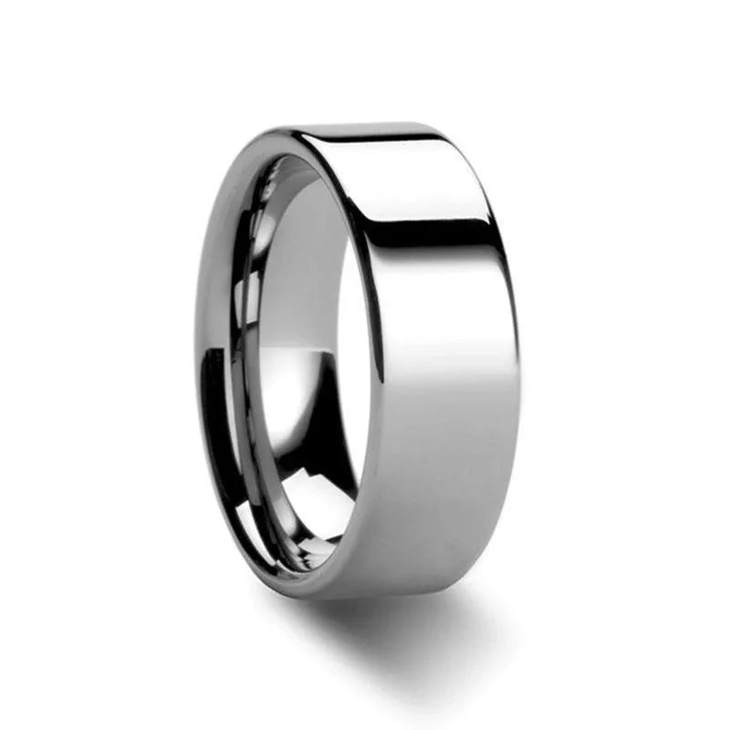 CALEDONIA Flat Polish Finished Cobalt Chrome Ring, Comfort Fit, 4mm–8mm