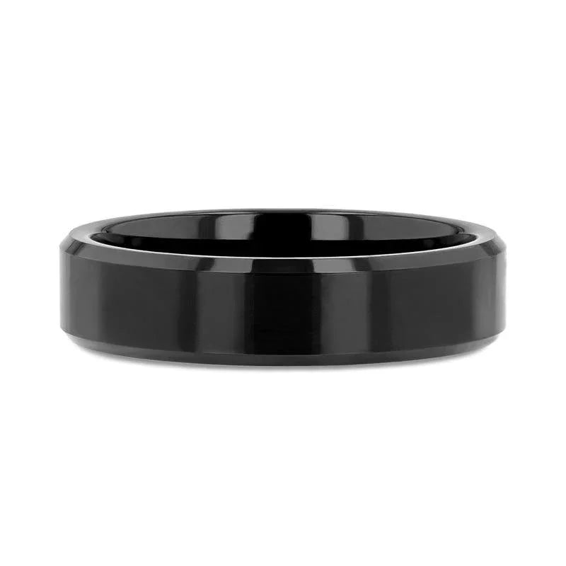 VIENNA Beveled Black Tungsten Band - 4mm - 6mm