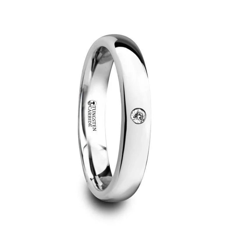 BERKSHIRE Domed Diamond Tungsten Ring with .06 ct Diamond – 6mm or 8mm