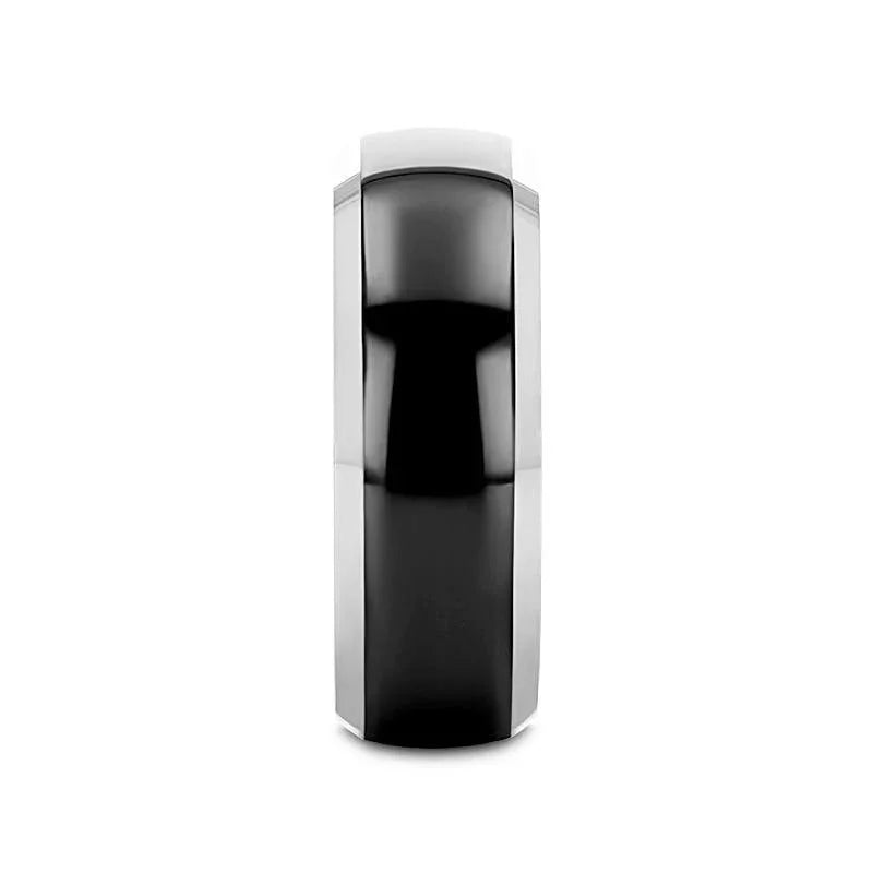 MASERATI Black Tungsten Ring with Polished Domed Beveled Edges (4mm–10mm)