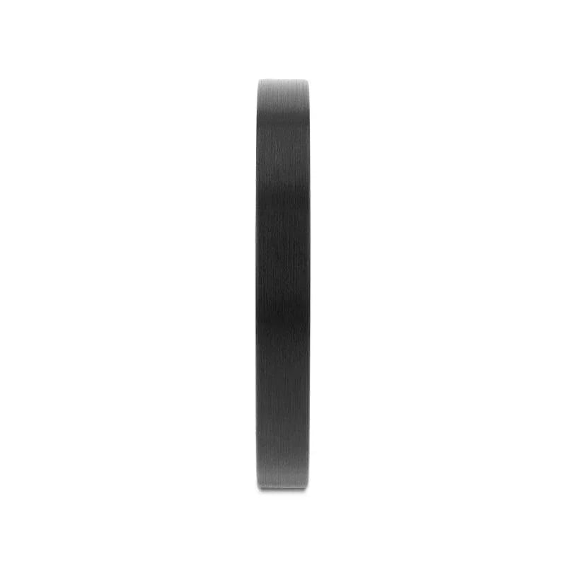 CAROLINA Black Flat Shaped Tungsten Wedding Band for Women with Brushed Finish - 2mm